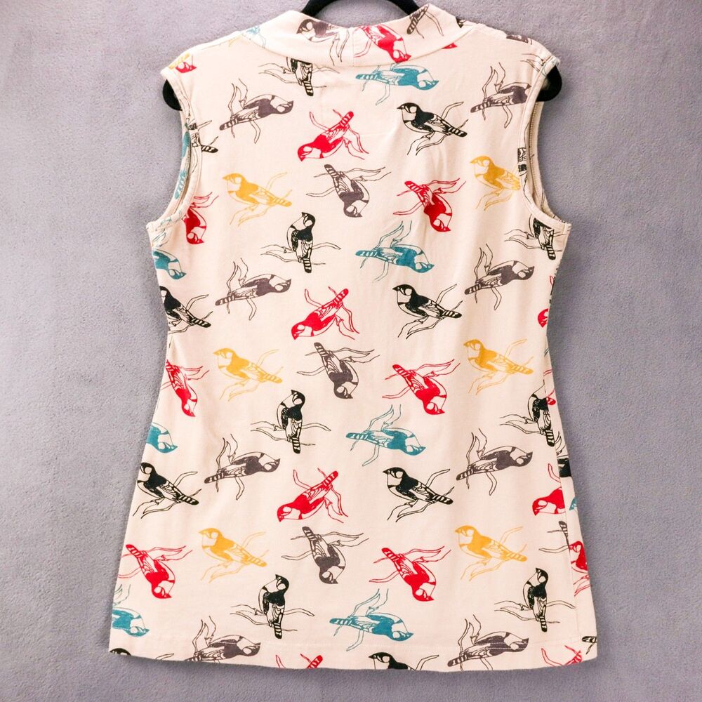 Effie's Heart Cotton Bird Print Faux Tie Front Tank Top XL - Picture 2 of 6